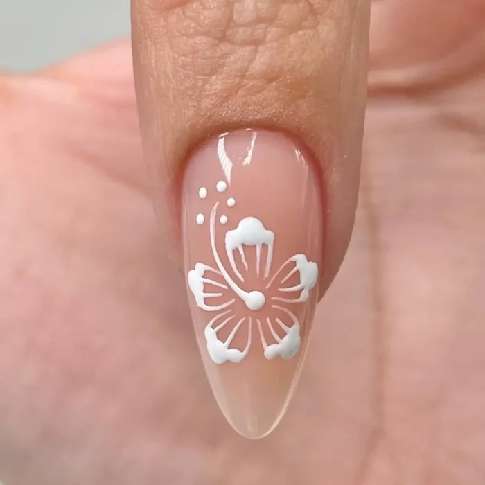 The final detail step of the white outline, with several small white dots added to the end of the stamen to represent pollen.